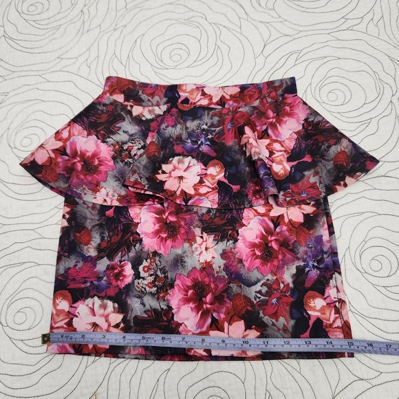 [Sz 2] Pink Floral Topshop Peplum Skirt - Picture 8 of 9